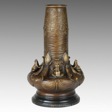 Vase Statue Grenouille Lotus Feuille Décoration Bronze Sculpture TPE-666